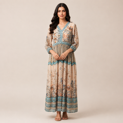 Azure Border Vintage Maxi Dress