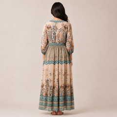 Azure Border Vintage Maxi Dress