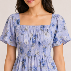 Enchanted Floral Smocked Midi Dress