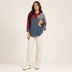 Urban Teddy Colorblock Denim Shirt