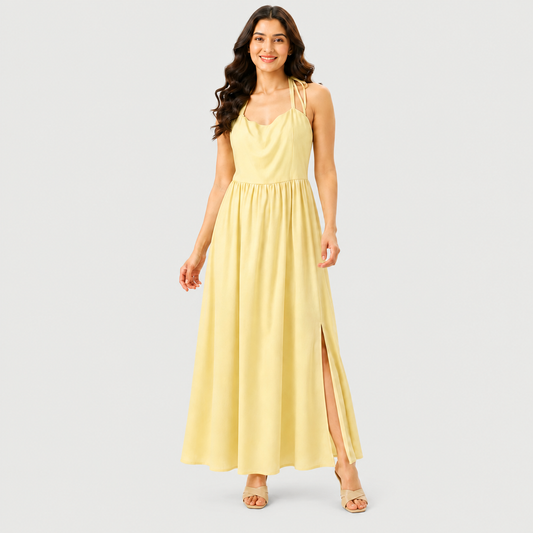 Sunshine Slit Backless Maxi Dress