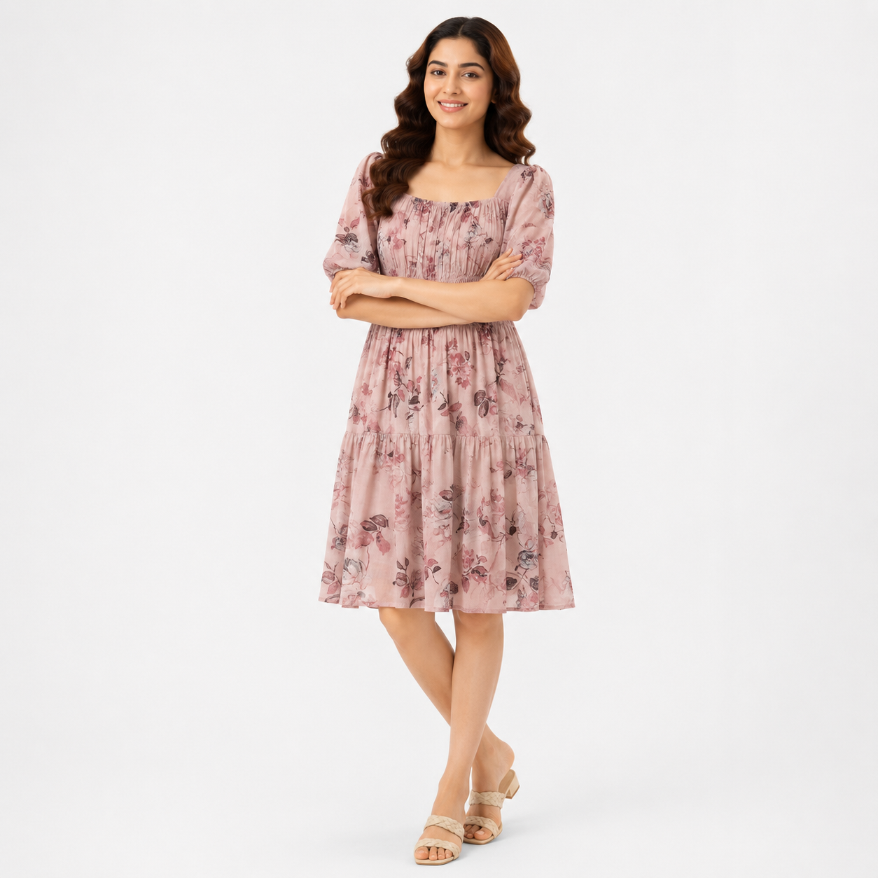 Enchanted Floral Smocked Midi Dress