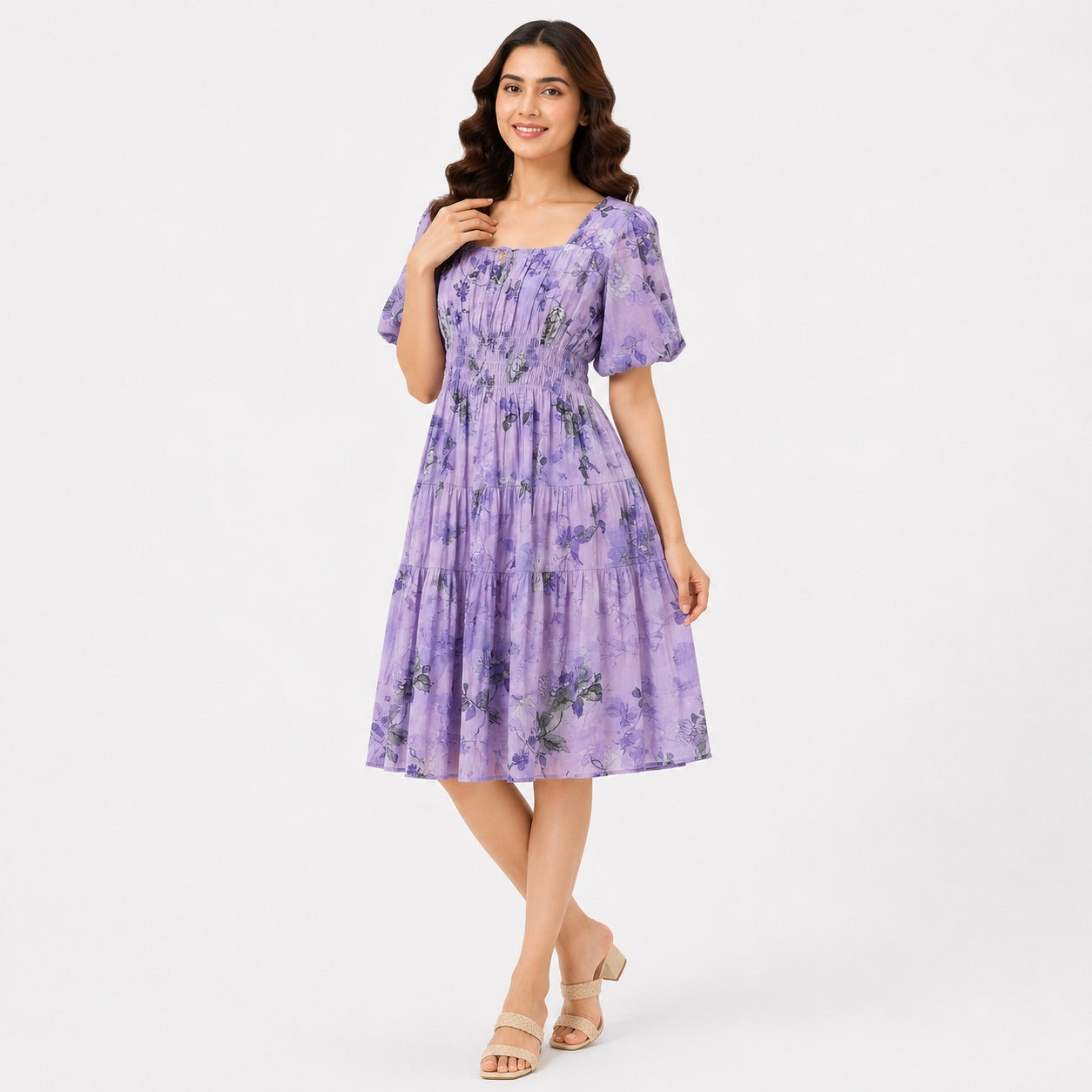 Enchanted Floral Smocked Midi Dress