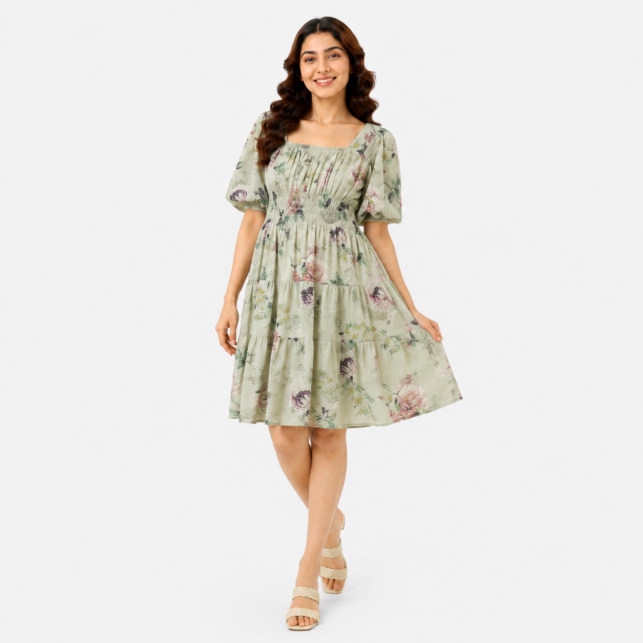 Enchanted Floral Smocked Midi Dress