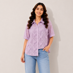 Blossom Mesh 3D Applique Shirt