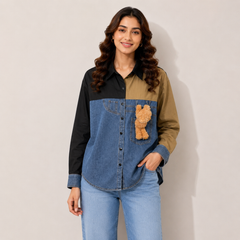 Urban Teddy Colorblock Denim Shirt
