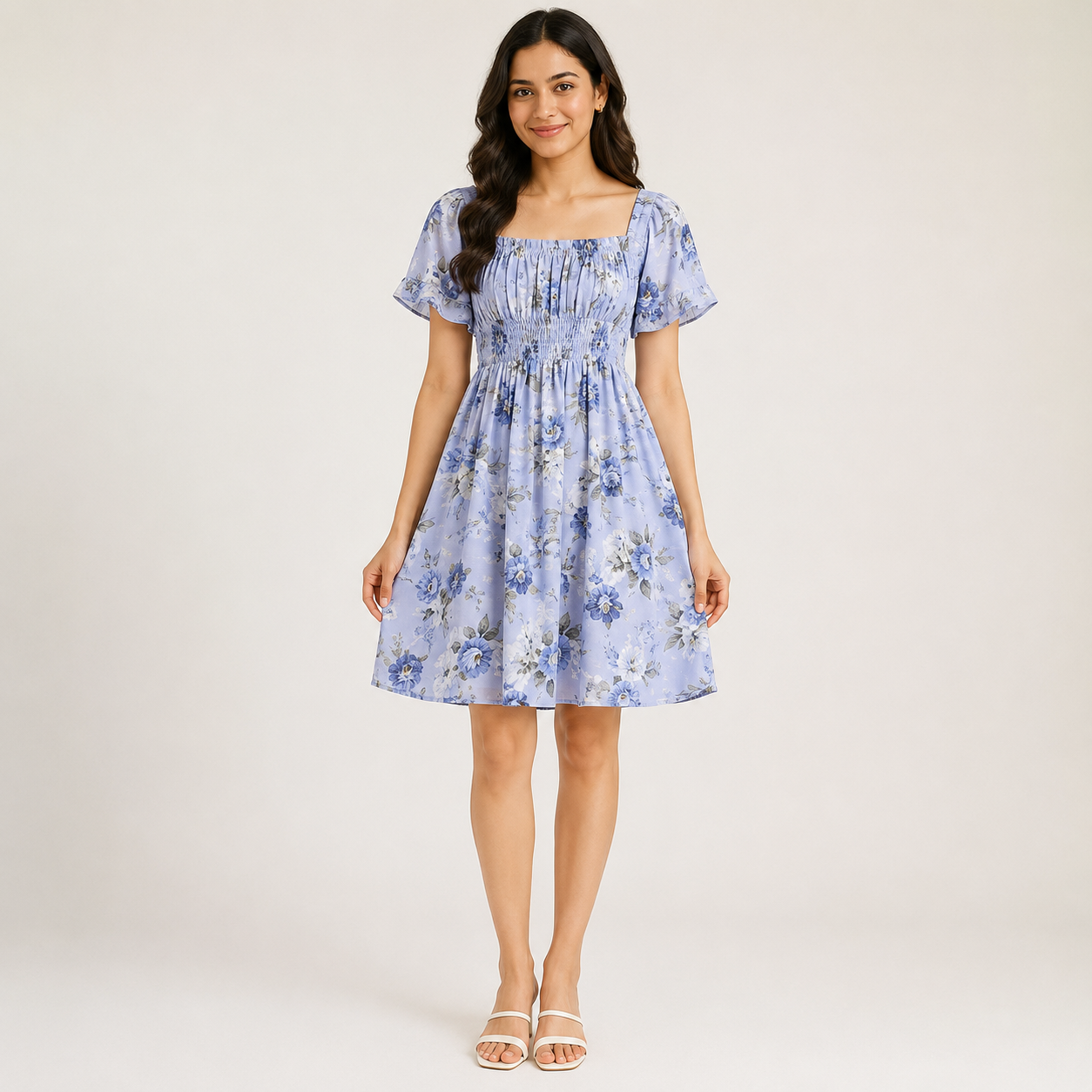 Enchanted Floral Smocked Midi Dress