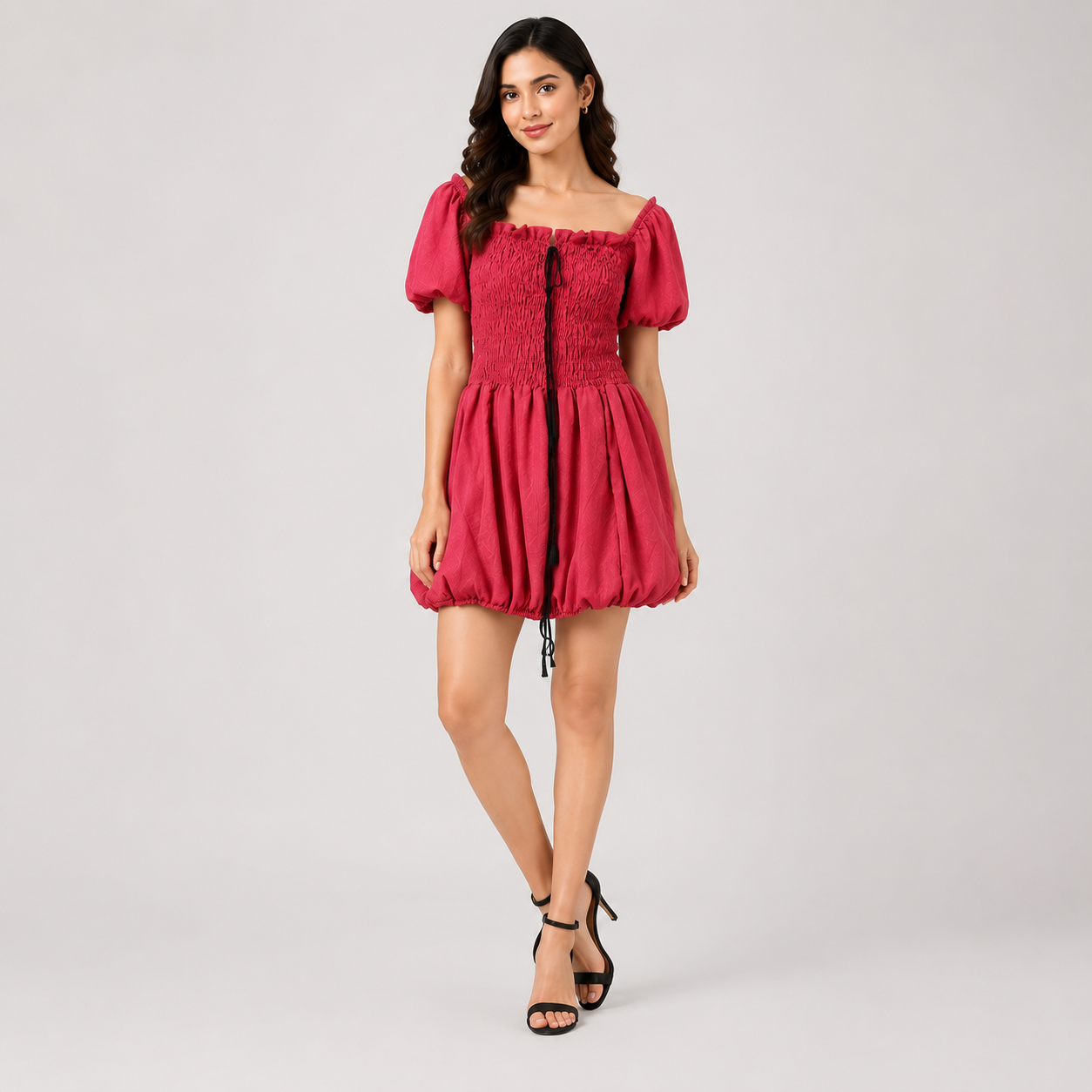 Magenta Coquette Bubble Hem Mini Dress