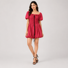 Magenta Coquette Bubble Hem Mini Dress