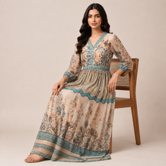 Azure Border Vintage Maxi Dress