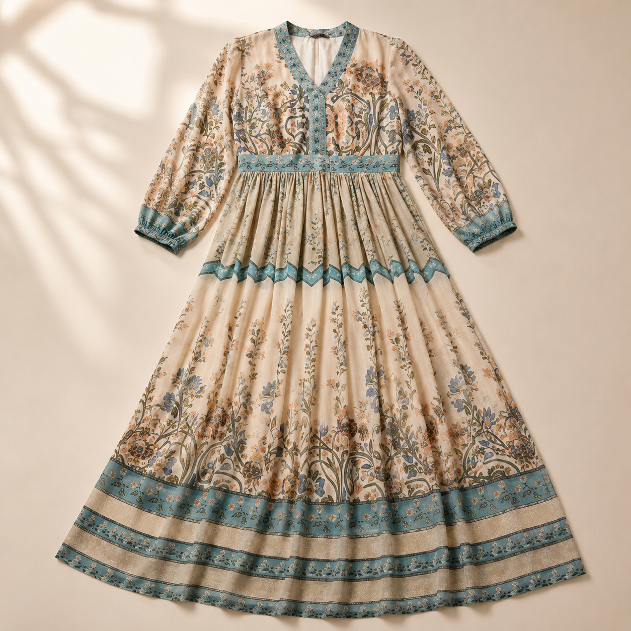 Azure Border Vintage Maxi Dress