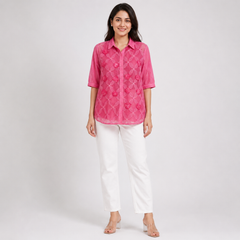 Blossom Mesh 3D Applique Shirt