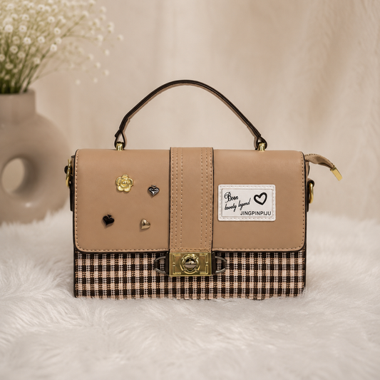 Vintage Houndstooth Charm Sling Bag
