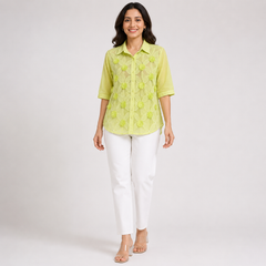 Blossom Mesh 3D Applique Shirt