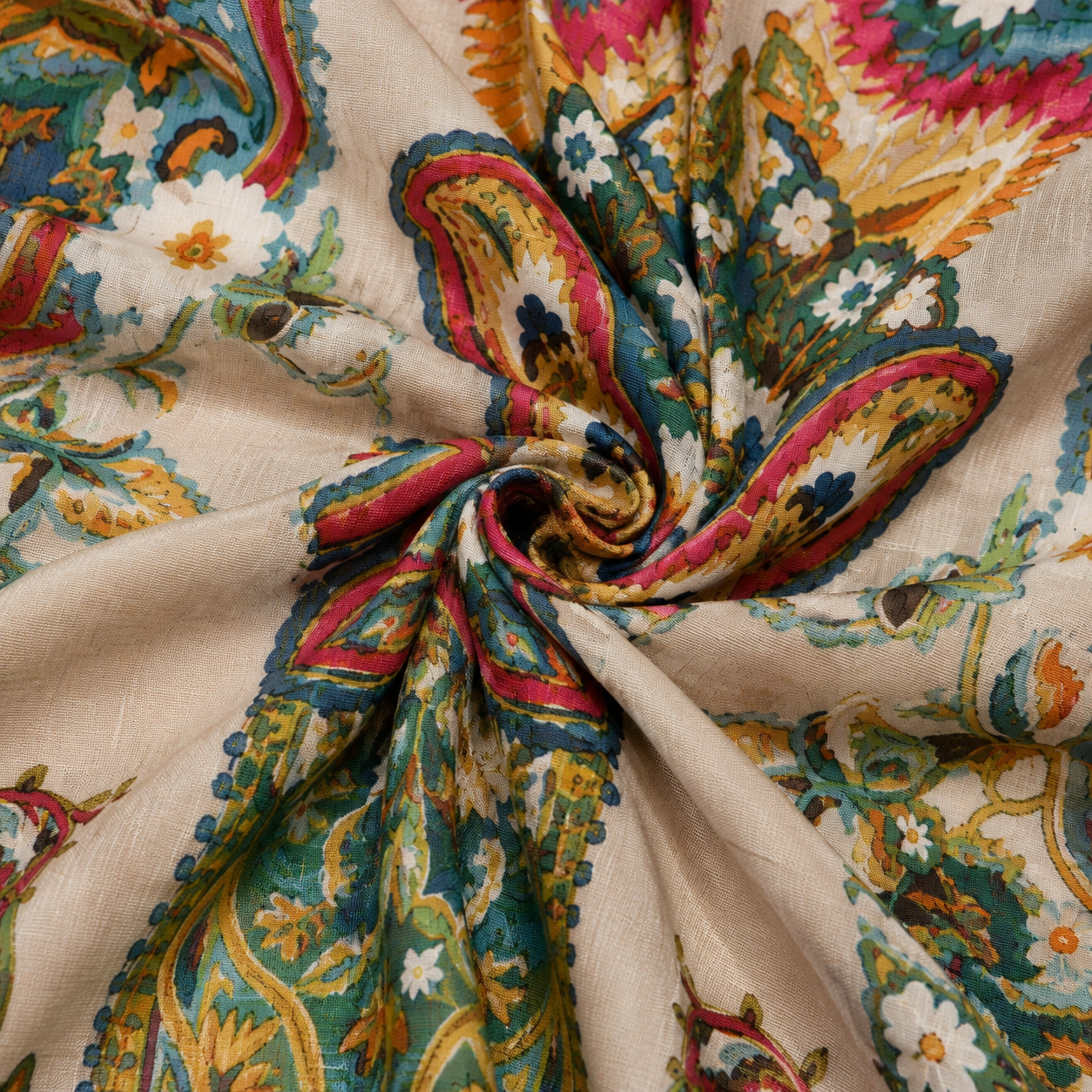 Mosaic Tapestry Split-Neck Maxi Dress