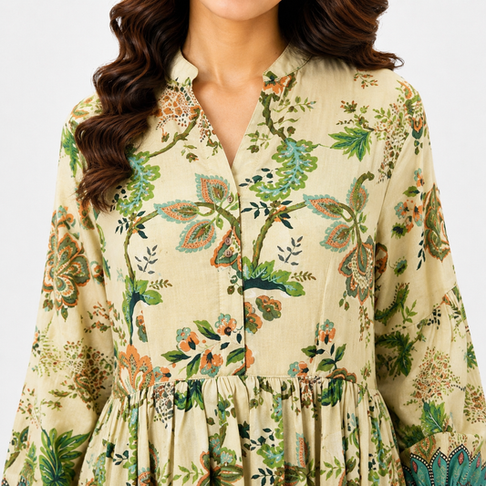 Botanical Arch Border Fusion Maxi Dress