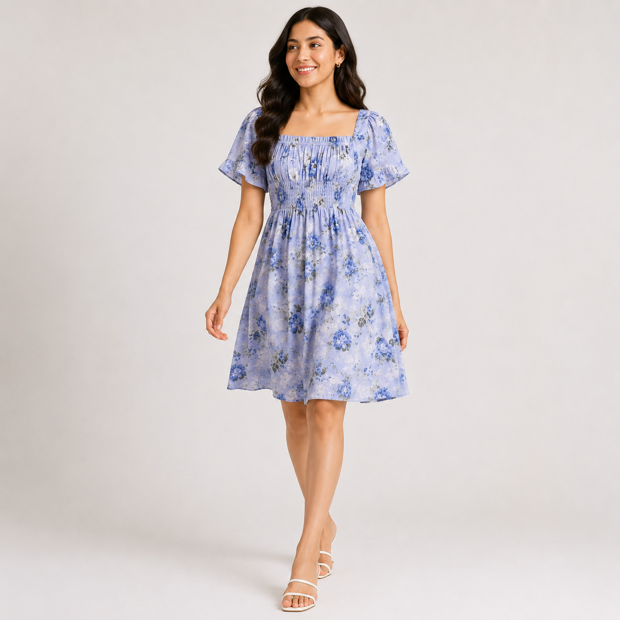 Enchanted Floral Smocked Midi Dress