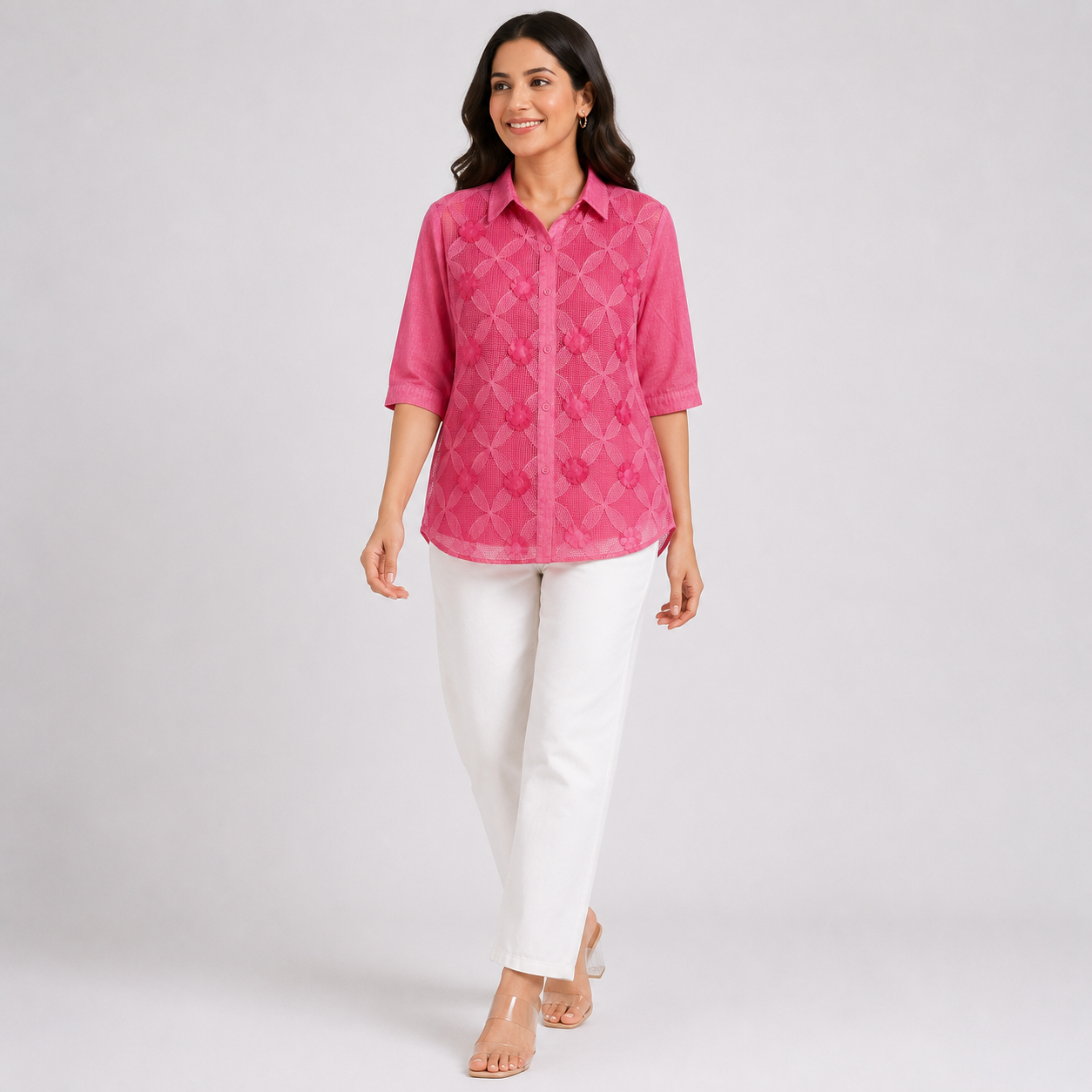 Blossom Mesh 3D Applique Shirt