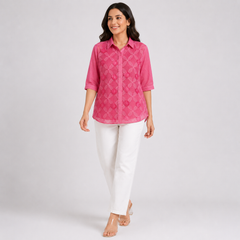 Blossom Mesh 3D Applique Shirt