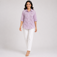 Blossom Mesh 3D Applique Shirt