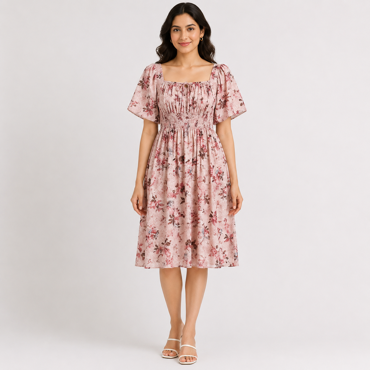 Enchanted Floral Smocked Midi Dress