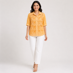 Blossom Mesh 3D Applique Shirt