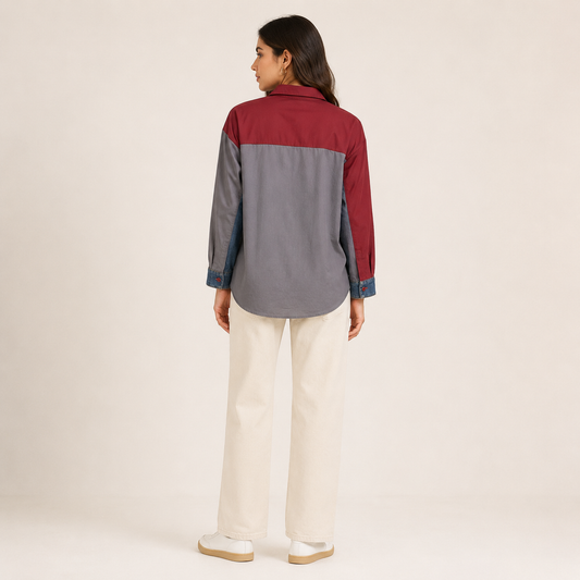 Urban Teddy Colorblock Denim Shirt
