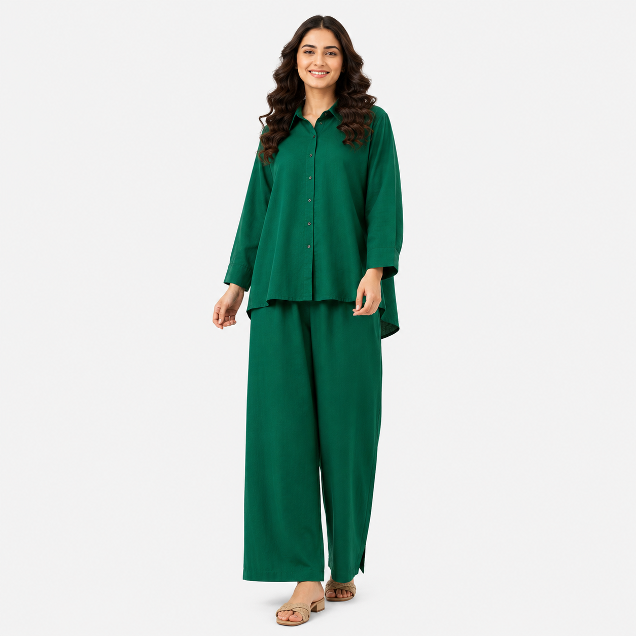 Green Shirt Cord Set ZARA