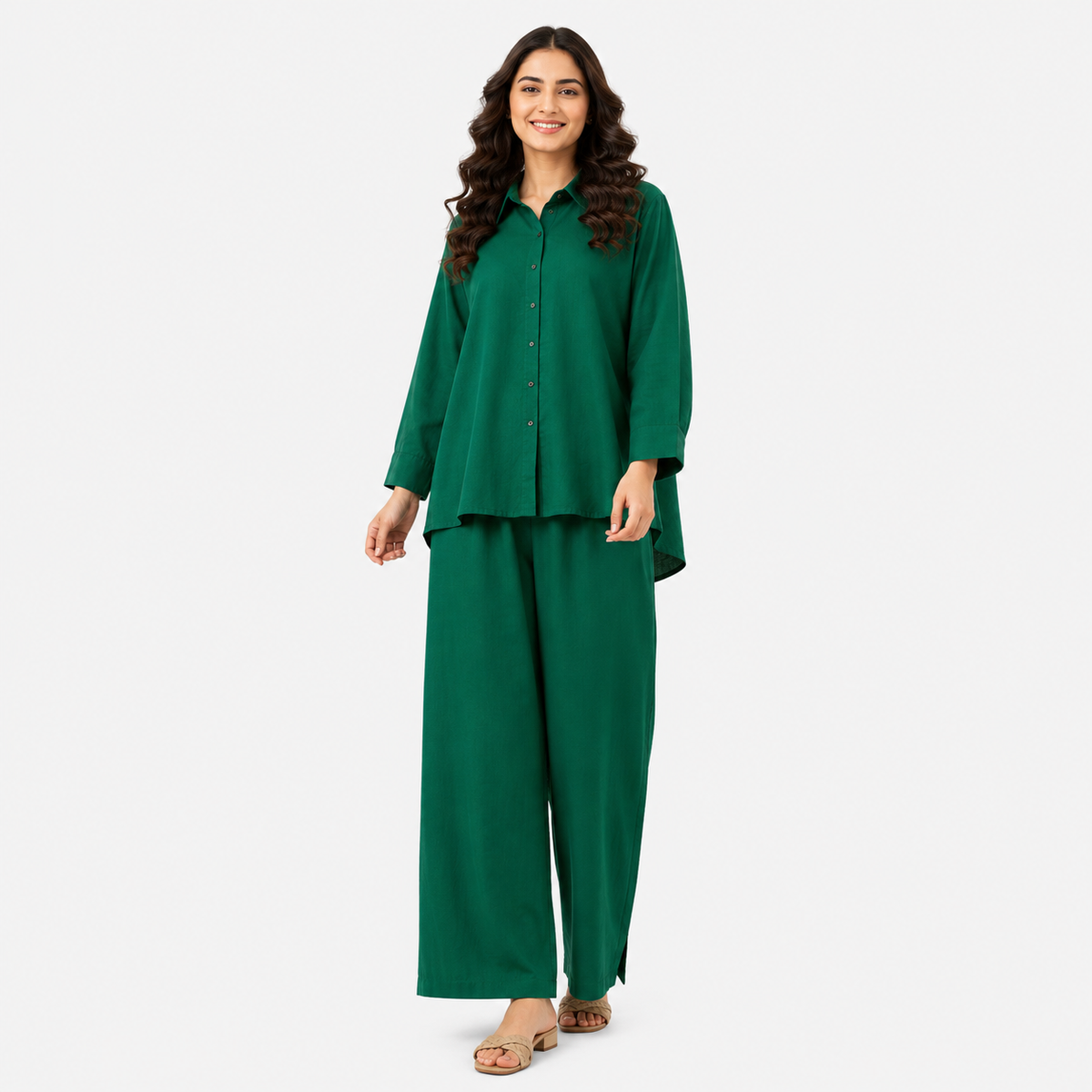Green Shirt Cord Set ZARA