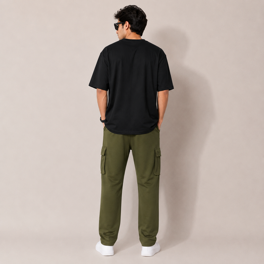 Men's Relaxed Fit Drawstring Utility Cargo Trousers