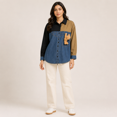 Urban Teddy Colorblock Denim Shirt