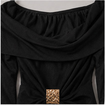 Gilded Noir Off-Shoulder Bodycon Dress