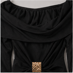 Gilded Noir Off-Shoulder Bodycon Dress